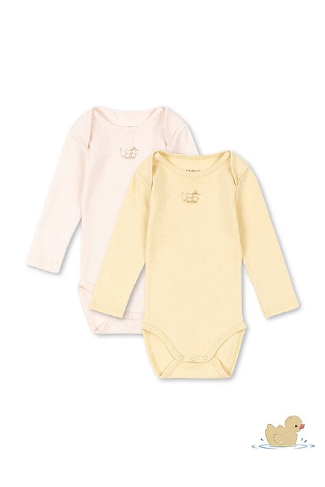 Fanga Fontana body niemowlęce bawełniane PERLA 2 PACK LS BODY OCS 2-pack żółte FA100084