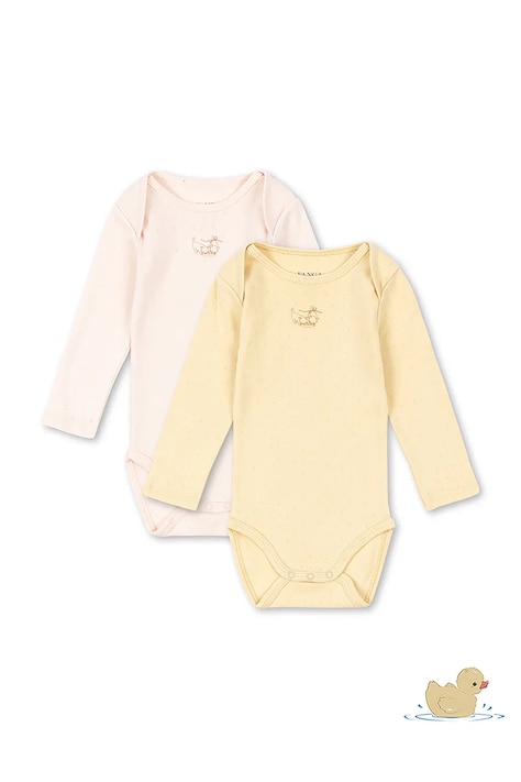 Fanga Fontana body pentru bebeluși, din bumbac PERLA 2 PACK LS BODY OCS, pachet de 2 galben FA100084