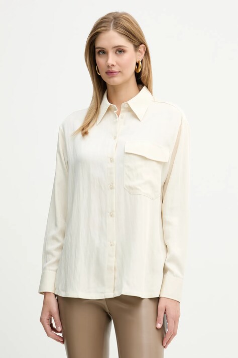 Silvian Heach koszula DIVON damska kolor beżowy relaxed z kołnierzykiem klasycznym GPP26163CA