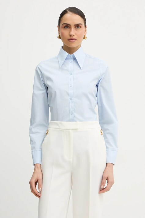 Silvian Heach koszula bawełniana DORINI damska kolor niebieski regular z kołnierzykiem klasycznym GPP26166CA