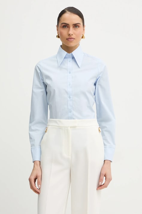 Silvian Heach koszula bawełniana DORINI damska kolor niebieski regular z kołnierzykiem klasycznym GPP26166CA