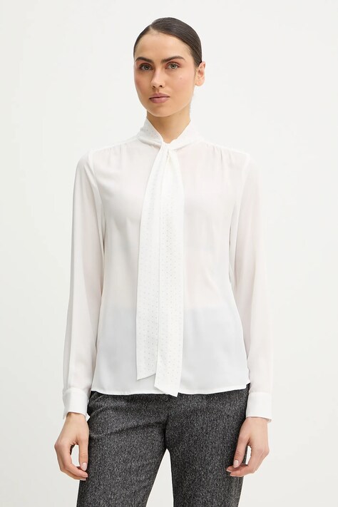 Silvian Heach koszula ELIRA damska kolor biały relaxed z wiązanym dekoltem GPP26192CA