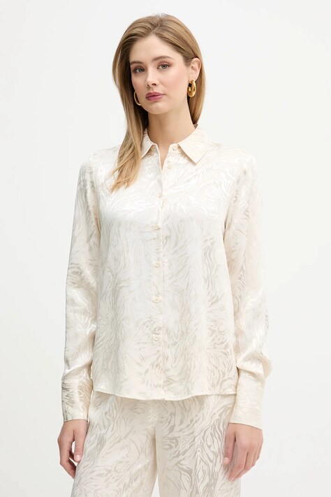 Silvian Heach koszula MINES damska kolor beżowy relaxed z kołnierzykiem klasycznym GPP26027CA