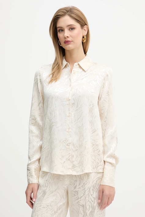 Silvian Heach koszula MINES damska kolor beżowy relaxed z kołnierzykiem klasycznym GPP26027CA