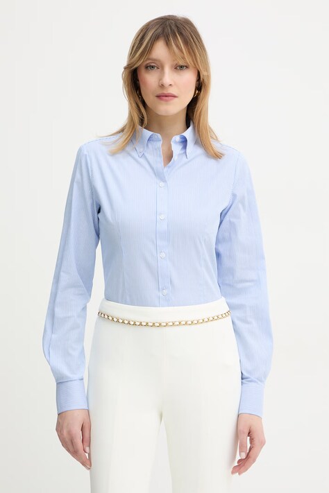 Silvian Heach koszula bawełniana CALENI damska kolor niebieski regular z kołnierzykiem klasycznym GPP26167CA