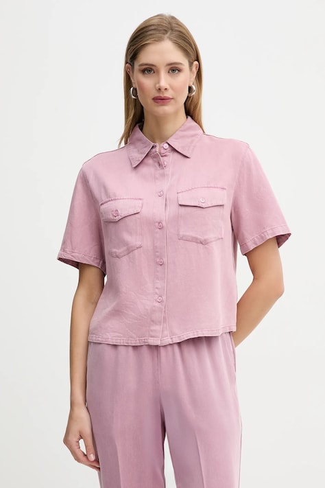 Silvian Heach koszula AMARA damska kolor różowy relaxed z kołnierzykiem klasycznym GPP26089CA