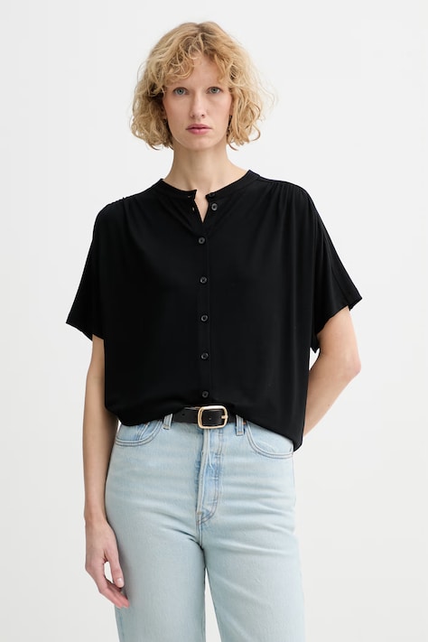 Marc O'Polo koszula damska z wiskozą czarna gładka 5000014087