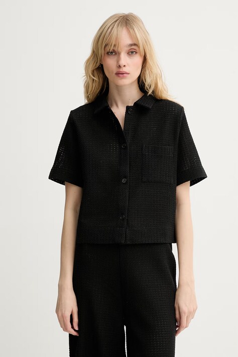 Marc O'Polo koszula damska bawełniana czarna gładka 5000014512