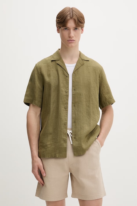 Marc O'Polo koszula męska lniana zielona gładka 5000013939