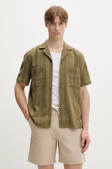 Marc O'Polo koszula męska bawełniana zielona gładka 5000013945