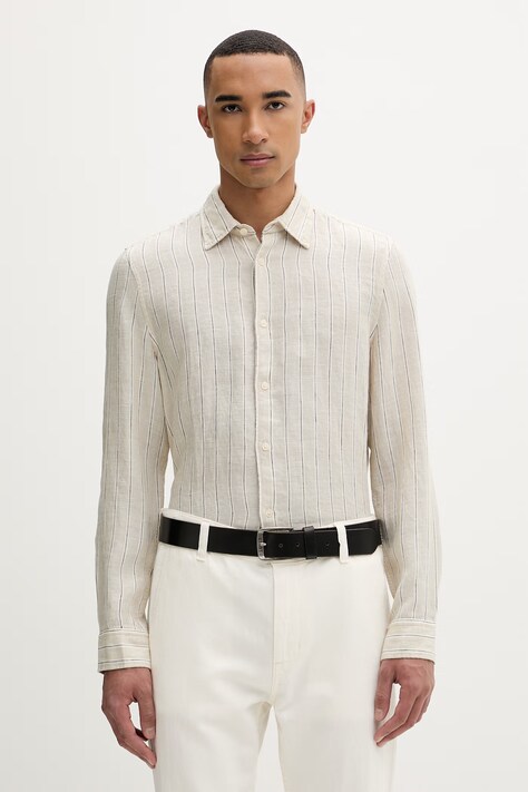 Marc O'Polo koszula męska lniana beżowa 5000013950