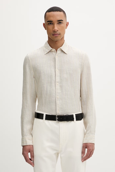 Marc O'Polo koszula męska lniana beżowa 5000013950