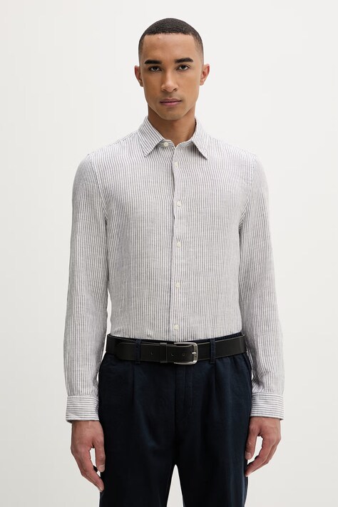 Marc O'Polo koszula męska lniana szara w paski 5000013950