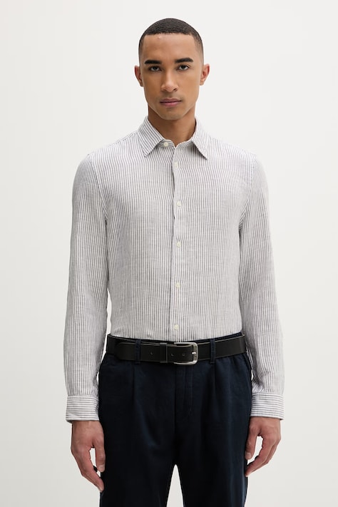 Marc O'Polo koszula męska lniana szara w paski 5000013950