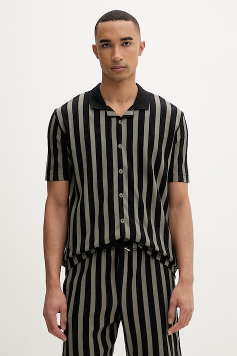 Marc O'Polo koszula męska bawełniana czarna w paski 5000013977