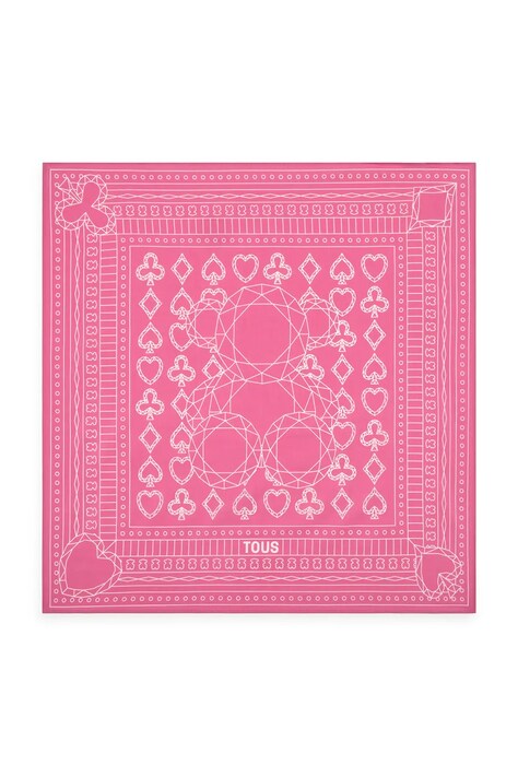 Tous apaszka z jedwabiem All In damska kolor różowy wzorzysta 2002202633