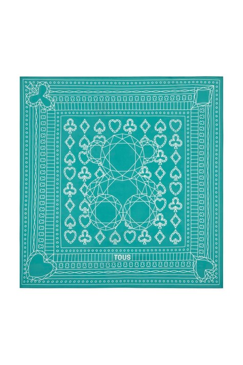 Tous apaszka z dodatkiem jedwabiu damska kolor turkusowy wzorzysta 2002377438