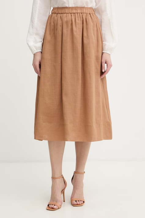 Silvian Heach spódnica SHIPO kolor brązowy midi rozkloszowana GPP26443GO