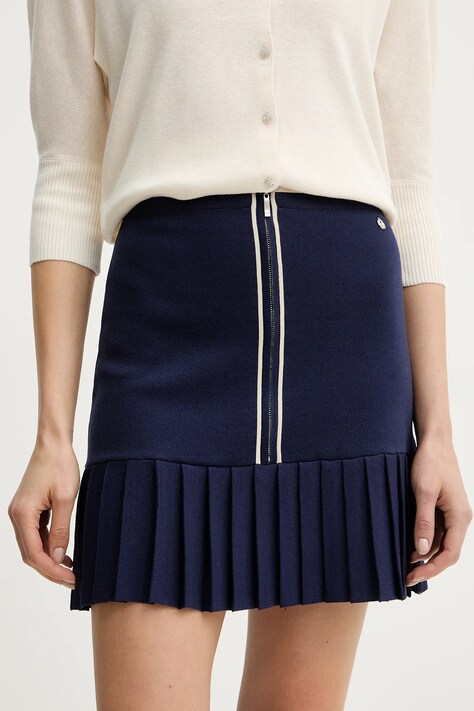 Silvian Heach spódnica z wiskozą THOREM granatowa gładka GPP26217MG