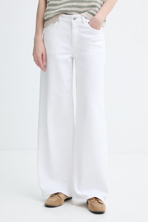 Marc O'Polo jeansy wide leg damskie białe 5000014176
