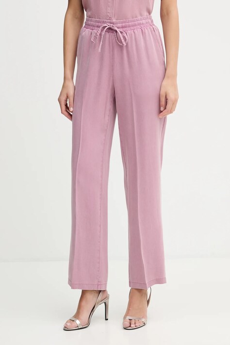 Silvian Heach spodnie ASHER damskie kolor różowy szerokie high waist GPP26090PA