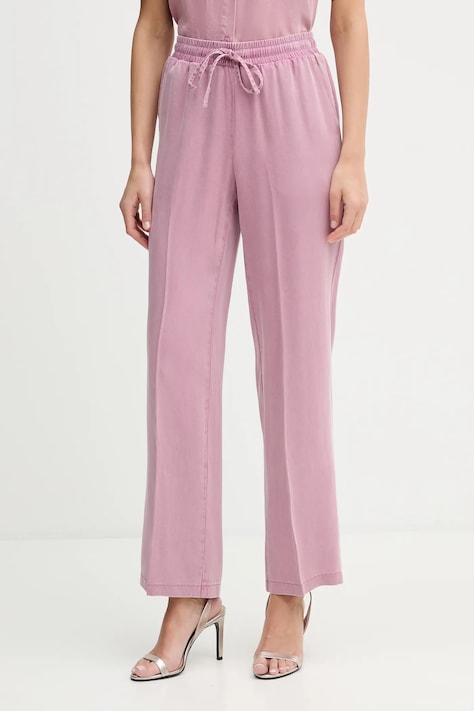 Silvian Heach spodnie ASHER damskie kolor różowy szerokie high waist GPP26090PA