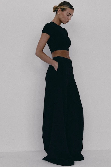 Muuv. spodnie wide leg damskie JOIA czarne high waist