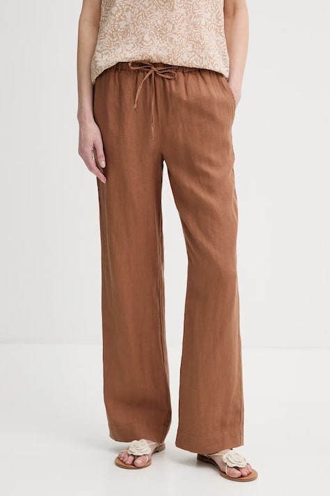 Marc O'Polo spodnie damskie bawełniane brązowe high waist 5000014490