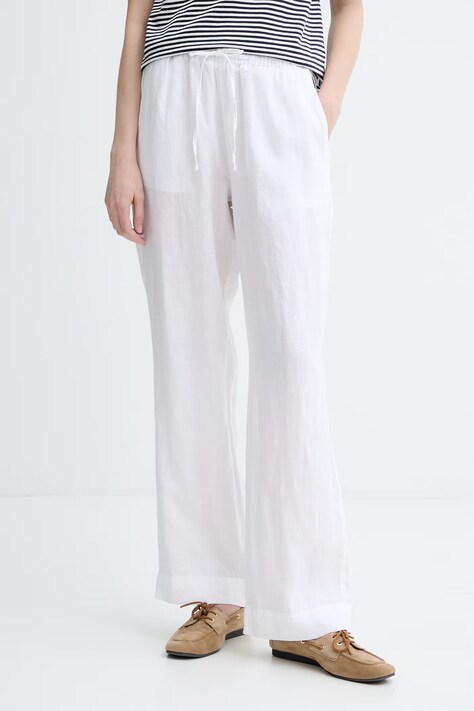 Marc O'Polo spodnie damskie bawełniane białe high waist 5000014018