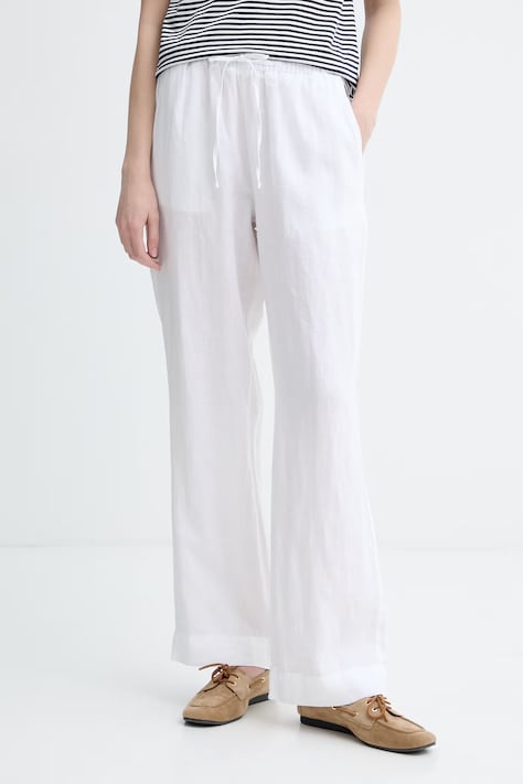 Marc O'Polo spodnie damskie bawełniane białe high waist 5000014018