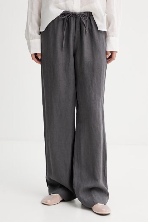 Marc O'Polo spodnie damskie bawełniane szare high waist 5000014018