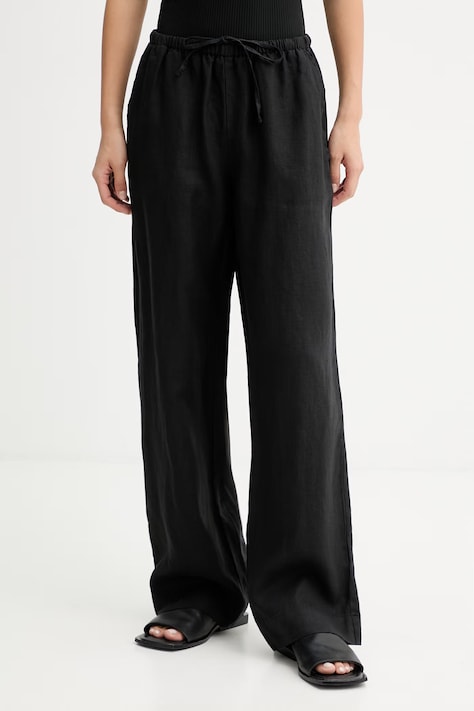 Marc O'Polo spodnie damskie bawełniane czarne high waist 5000014018