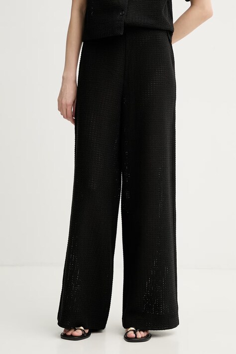 Marc O'Polo spodnie damskie z bawełną czarne high waist 5000014516