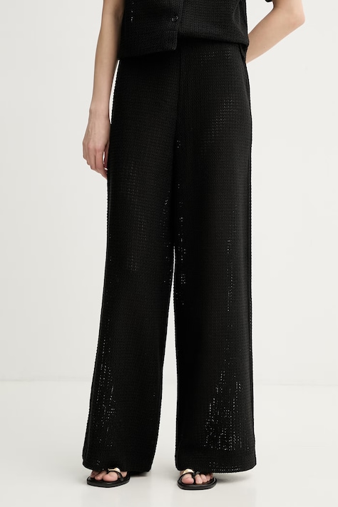 Marc O'Polo spodnie damskie z bawełną czarne high waist 5000014516