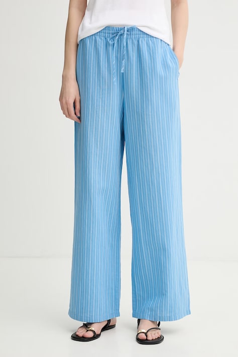 Marc O'Polo spodnie damskie bawełniane niebieskie high waist 5000010111