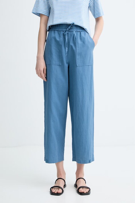 Marc O'Polo spodnie damskie lniane niebieskie high waist 5000010116