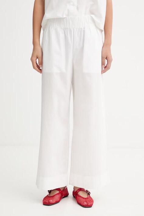 Marc O'Polo spodnie damskie bawełniane białe high waist 5000011272