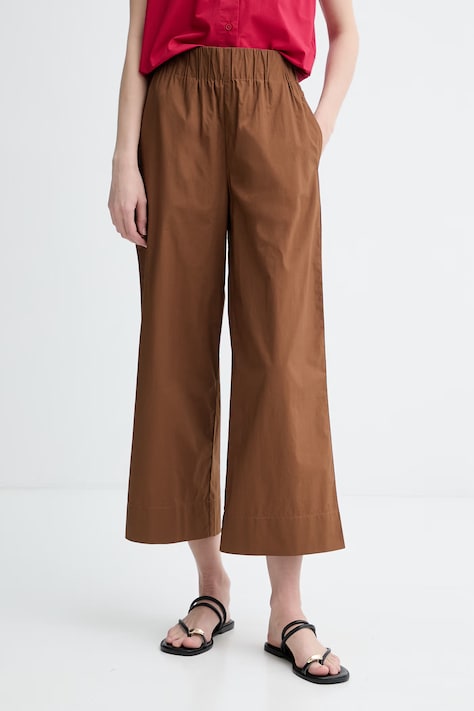 Marc O'Polo spodnie damskie bawełniane brązowe high waist