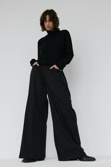 Muuv spodnie straight damskie czarne high waist