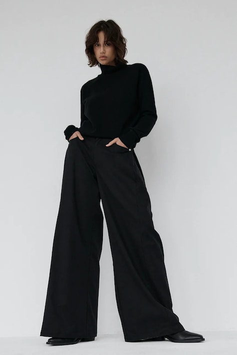 Muuv spodnie straight damskie czarne high waist