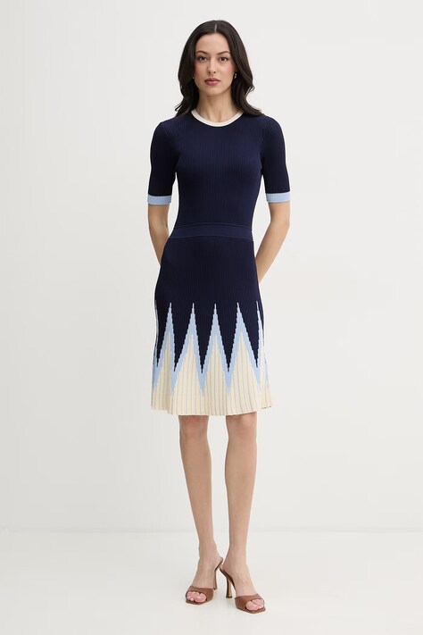 Silvian Heach sukienka sweterkowa z wiskozy ALLANDI granatowa GPP26495VE