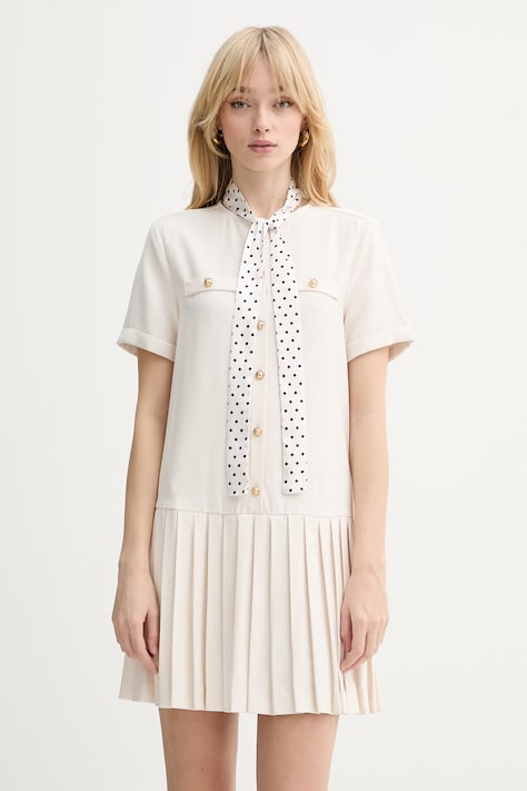 Silvian Heach sukienka HESPER kolor beżowy GPP26461VE