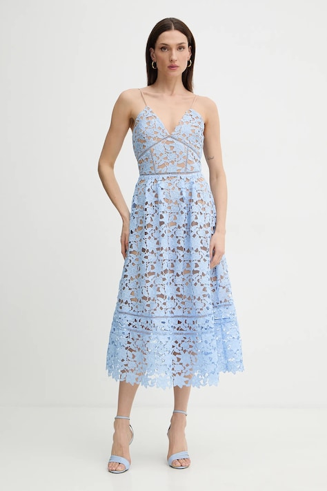 Silvian Heach sukienka OZAN kolor niebieski midi rozkloszowana GPP26473VE