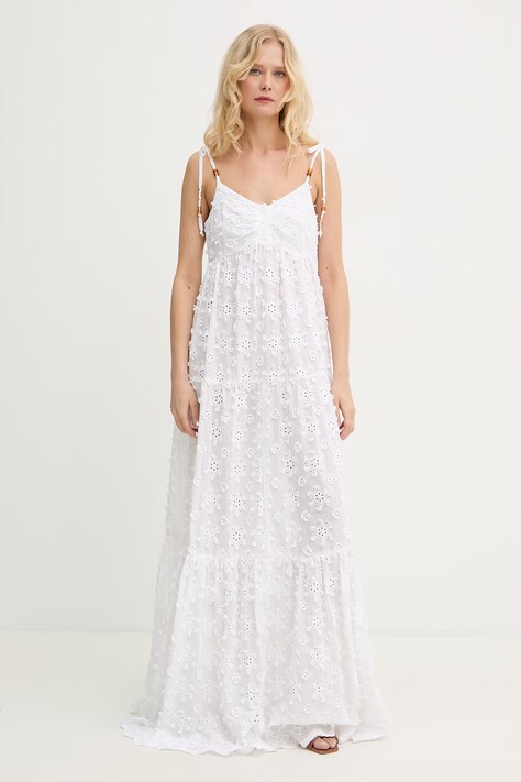 Silvian Heach ljetna haljina od pamuka TAPLA bijela cvjetna GPP26303VE