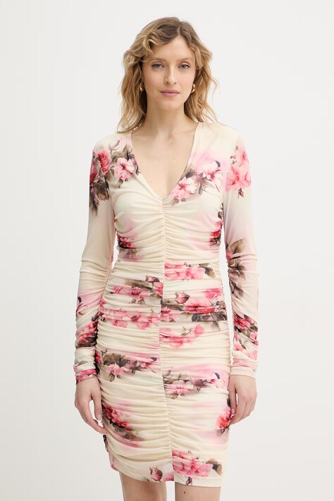 Silvian Heach sukienka YAVIM kolor beżowy mini dopasowana GPP26285VE