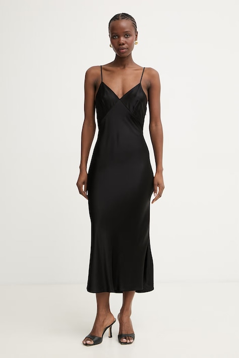 Silvian Heach spodnicové šaty z viskózy RAMET čierne hladké GPP26190VE