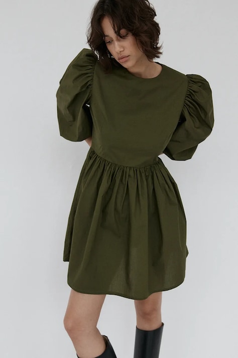 Muuv. sukienka rozkloszowana bawełniana KAWAI zielona