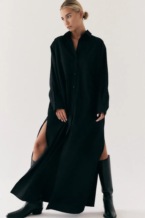 Muuv. sukienka koszulowa bawełniana MEIE czarna