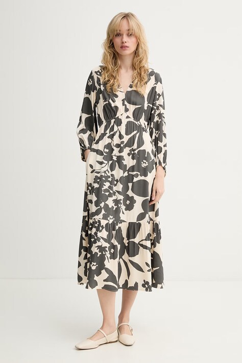 Marc O'Polo sukienka letnia z wiskozy szara w kwiaty 5000014074