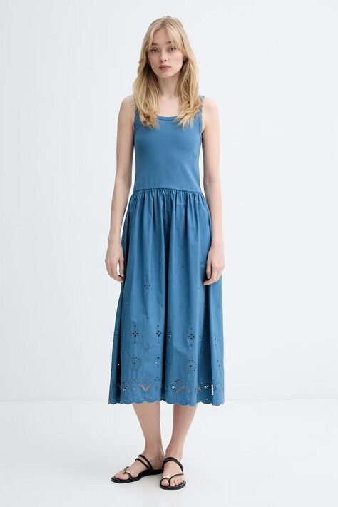 Marc O'Polo sukienka z bawełną niebieska 5000010187